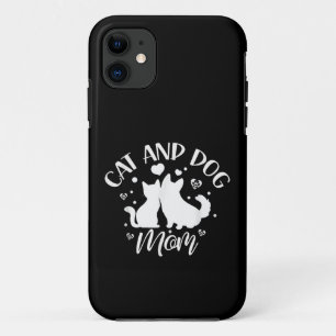 Capa Para iPhone 11 Mãe de Gato e Cachorro Garota Amante de Cachorros 