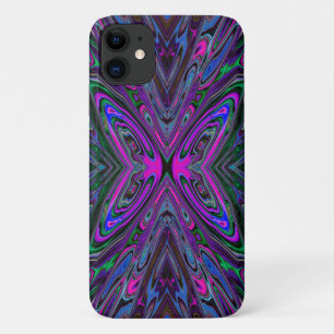 Capa Para iPhone 11 Magenta Trippy, borboleta Abstrato azul e verde
