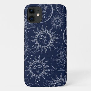 Capa Para iPhone 11 Magia Azul Antiga Celestial Sol Lua Estrelas