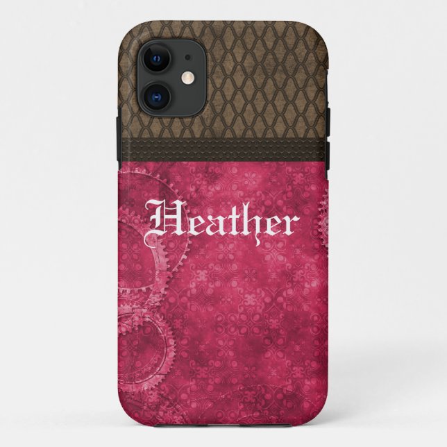 Capa Para iPhone 11 Mala BT iPhone 5 de metal Gear Steampunk BT, rosa (Verso)