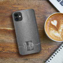 Mala de Monograma de Glitter Girly Silver Personal