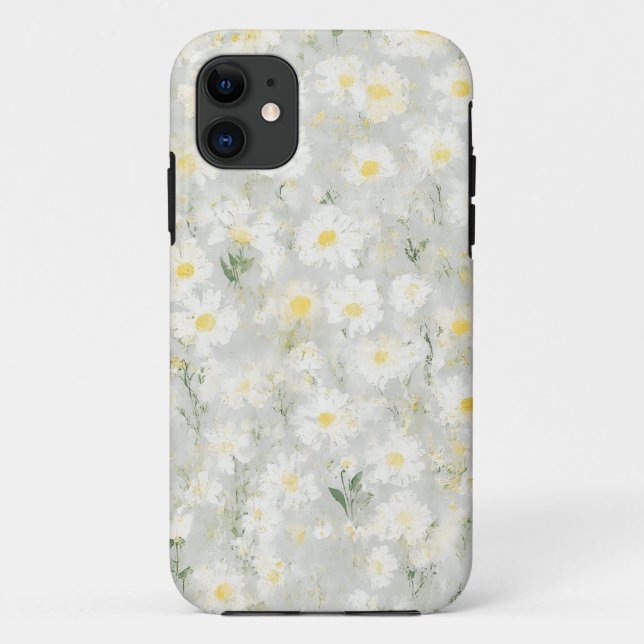 Capa Para iPhone 11 Mala Móvel Branca Daisy Blossom (Verso)