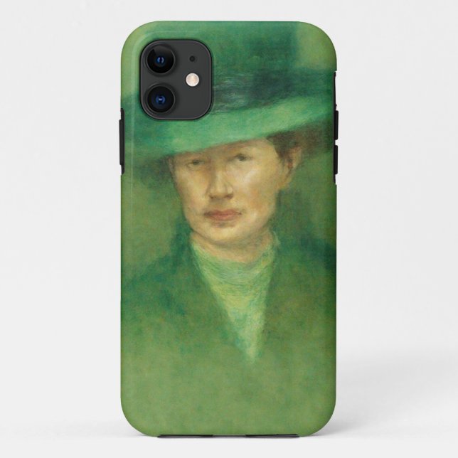 Capa Para iPhone 11 Mala móvel de arte verde elegante (Verso)