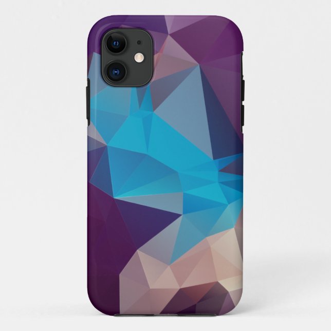 Capa Para iPhone 11 Maleta de Arte com Pirâmide Abstrato, Roxo e Azul (Verso)