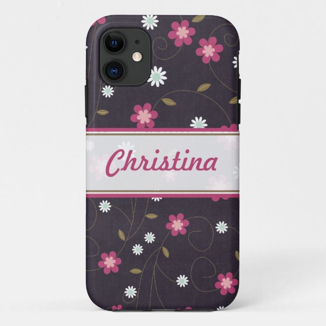 Capa Para iPhone 11 Maleta de Flores Rosa ID™ iPhone 5 (Verso)