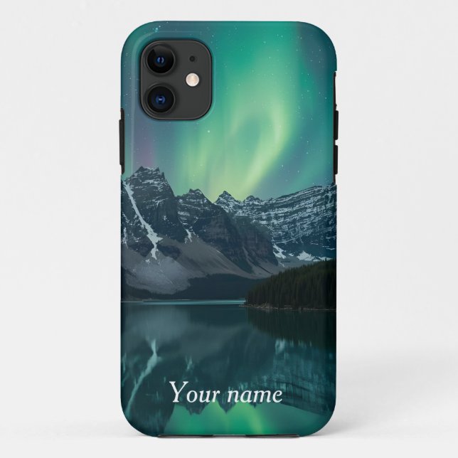 Capa Para iPhone 11 Maleta de luzes de Norte personalizadas - Adicione (Verso)
