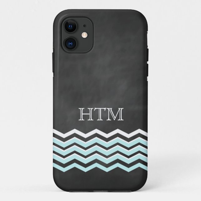 Capa Para iPhone 11 Maleta iPhone 5 Chevron Branco e Turquoise (Verso)