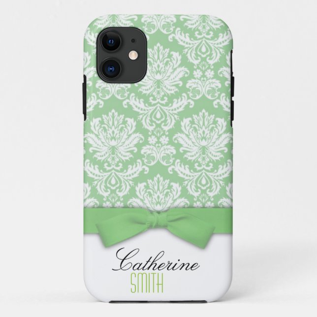 Capa Para iPhone 11 Maleta iPhone 5 do Arco Verde Damask (Verso)