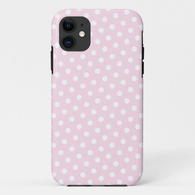 Capa Para iPhone 11 Maleta iPhone 5 Padrão de Bolinhas rosa e branca (Verso)