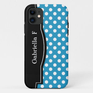 Capa Para iPhone 11 Maleta iPhone 5 Preta Bolinhas Azul