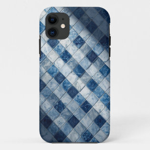 Capa Para iPhone 11 Maleta Móvel Padrão de Mosaico Azul