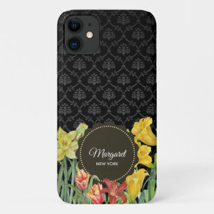 Capa Para iPhone 11 Malha das Flores de Mola Amarelo Laranja Amarelo