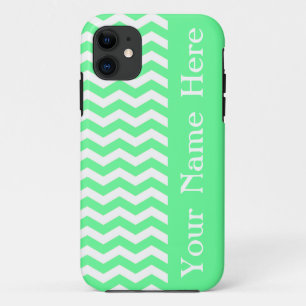 Capa Para iPhone 11 Malibu Seafoam Wave Chevron com o nome
