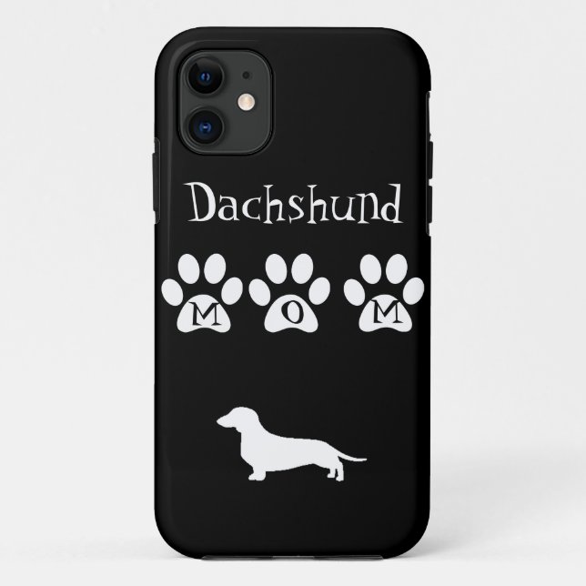 Capa Para iPhone 11 Mamã preta/branca do Dachshund (Verso)