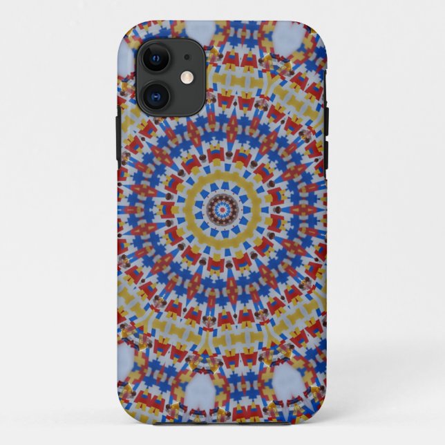 Capa Para iPhone 11 Mandala azul amarelo (Verso)
