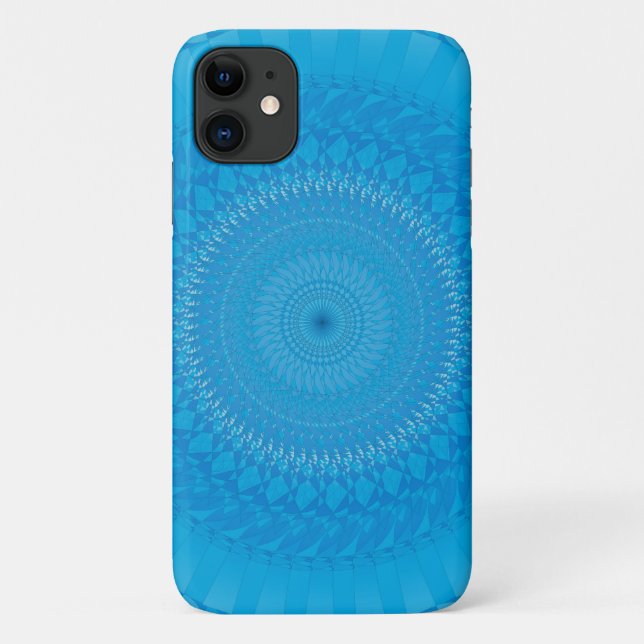 Capa Para iPhone 11 Mandala do Sol Azul Claro (Verso)