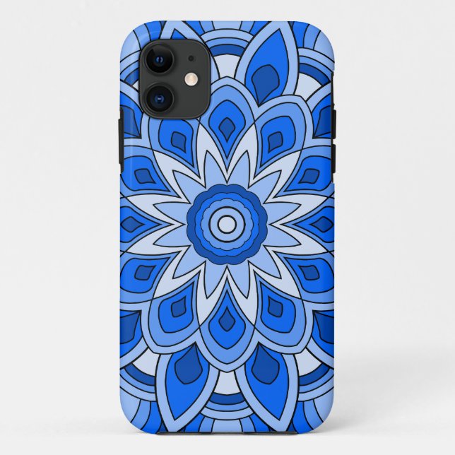 Capa Para iPhone 11 Mandala em azul (Verso)