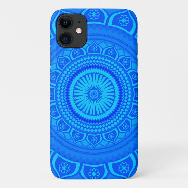 Capa Para iPhone 11 mandala indiano Azul (Verso)