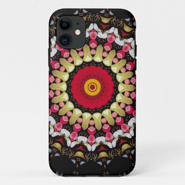Capa Para iPhone 11 Mandala Mágico Preto e Vermelho (Verso)