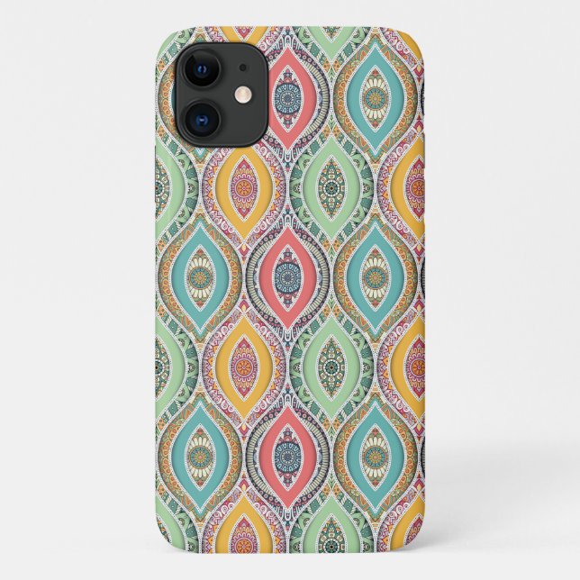 Capa Para iPhone 11 Mandala marroquina padrão étnico colorido (Verso)