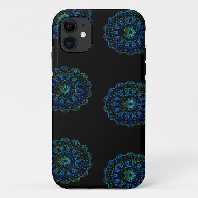 Capa Para iPhone 11 Mandala verde-azulada (Verso)