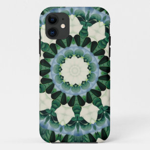 Capa Para iPhone 11 Mandala Verde Sacramento e Azul Cerúleo