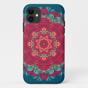 Capa Para iPhone 11 Mandala vermelha de Lotus
