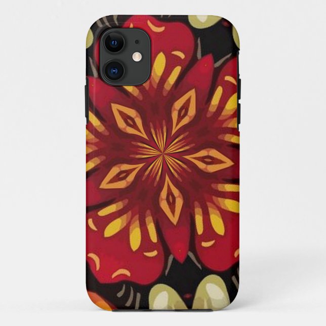 Capa Para iPhone 11 Mandalas de Flores Tropicais e Borboletas (Verso)
