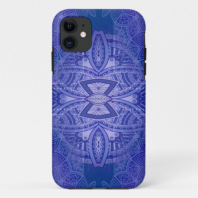 Capa Para iPhone 11 Mandalas no Classic Blue Repetir design (Verso)