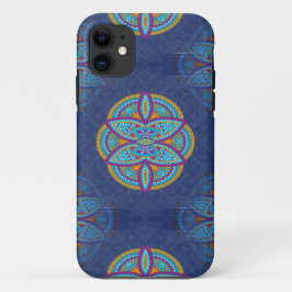 Capa Para iPhone 11 Mandalas no Marinho Blue Repetir design