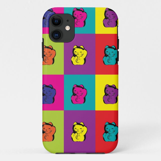 Capa Para iPhone 11 Maneki Neko Gatinho Pop Art (Verso)