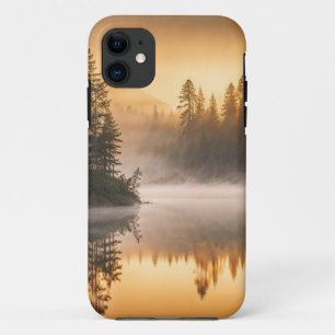 Capa Para iPhone 11 Manhã Mist no rio Pines