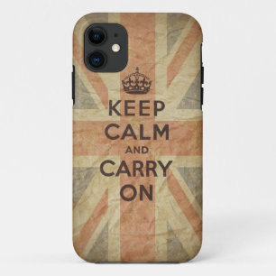 Capa Para iPhone 11 Mantenha a calma e continue com bandeira BRITÂNIC