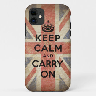 Capa Para iPhone 11 Mantenha a calma e continue com bandeira BRITÂNICA
