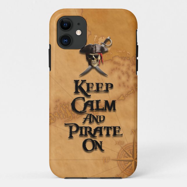 Capa Para iPhone 11 Mantenha a calma e pirateie-a sobre (Verso)
