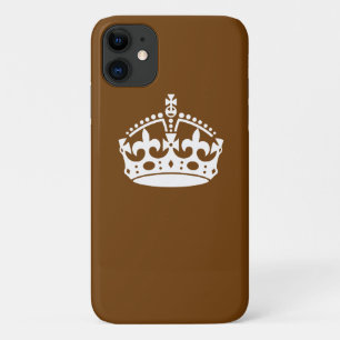 Capa Para iPhone 11 Mantenha a Coroa Calma no Decor Castanho