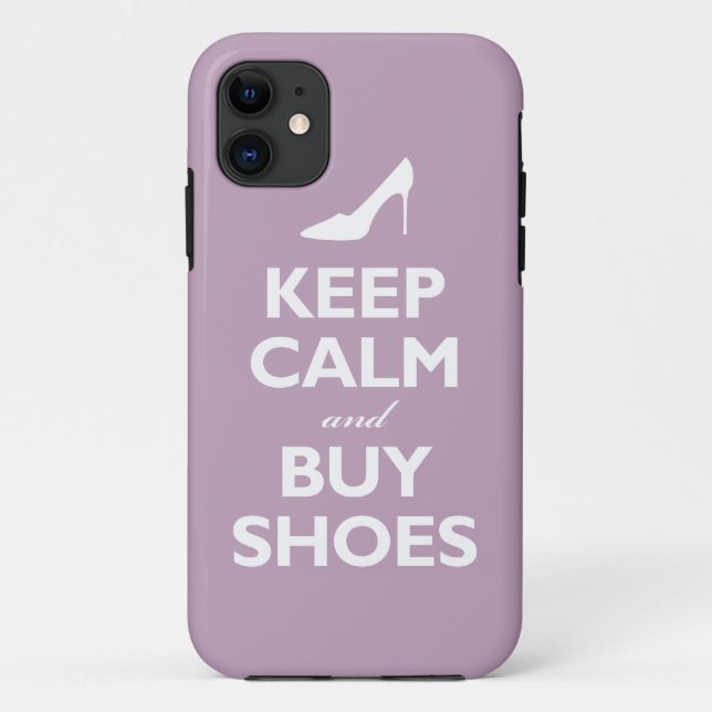 Capa Para iPhone 11 Mantenha calmo e compre calçados (a violeta (Verso)