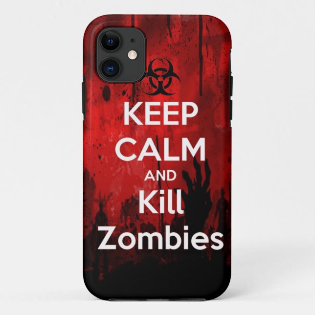 Capa Para iPhone 11 mantenha zombis calmos e do matar (Verso)