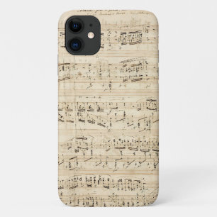 Capa Para iPhone 11 Manuscrito de Choque Musical em Folha Antiga