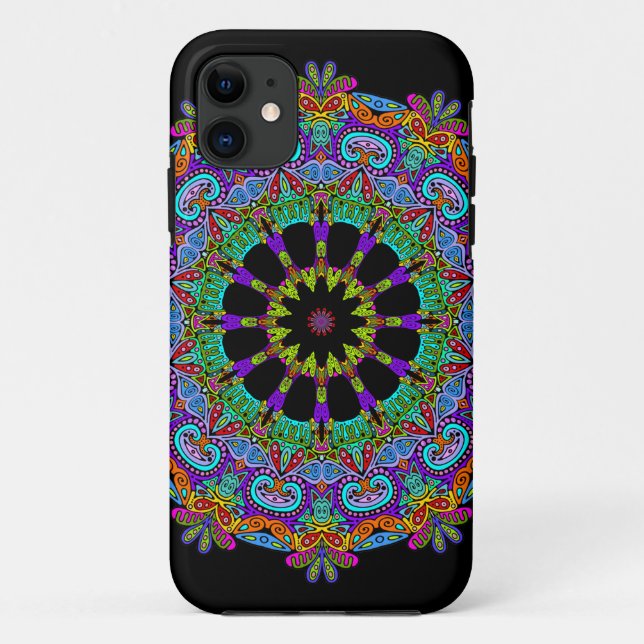 Capa Para iPhone 11 Manuscrito Mandala Relógio Face 24 (Verso)