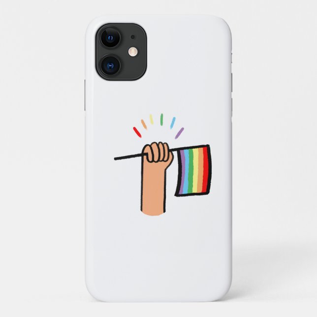 Capa Para iPhone 11 Mão Desenhada Ativando Sinalizador Arco-Íris (Verso)