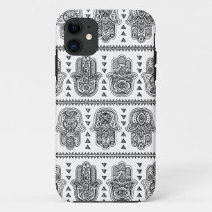 Capa Para iPhone 11 Mão indiana Doodle tirado de Hamsa
