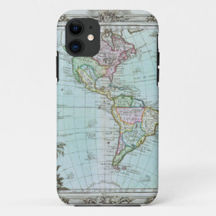 Capa Para iPhone 11 Mapa 1764 dos Americas por Louis Brion de la