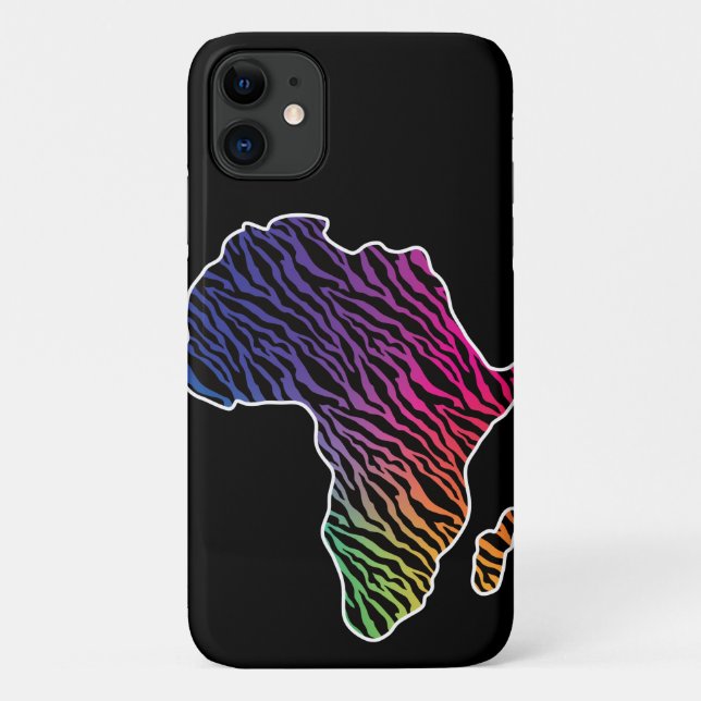 Capa Para iPhone 11 Mapa Africano do Orgulho Zebra Padrão (Verso)