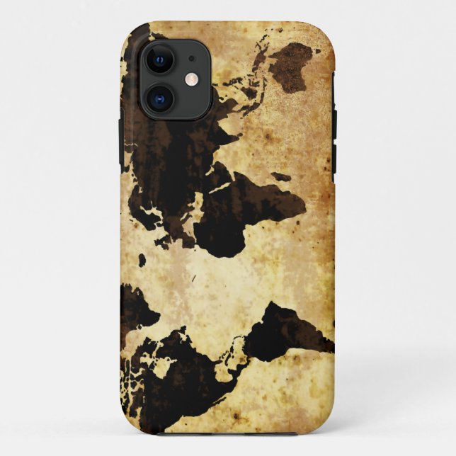 Capa Para iPhone 11 mapa do mundo envelhecido (Verso)