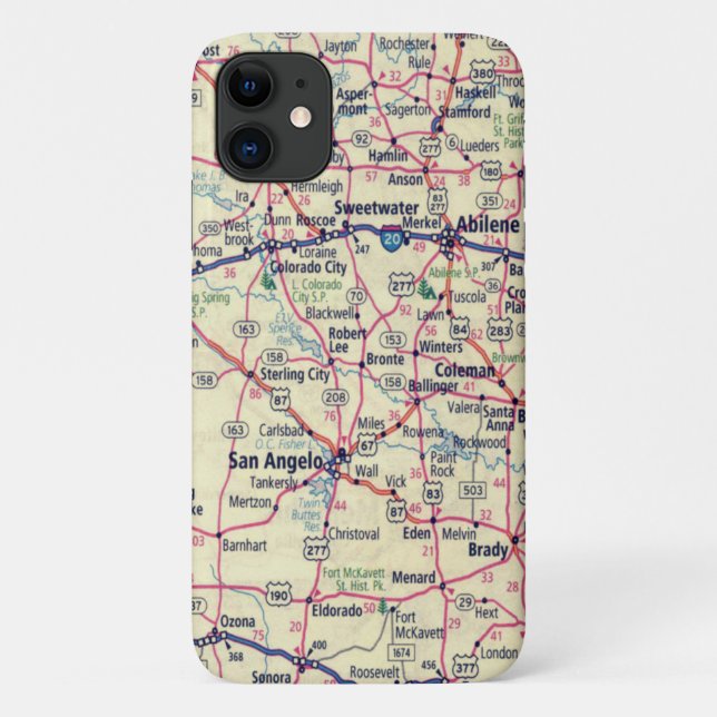 Capa Para iPhone 11 Mapa do Texas Road (Verso)