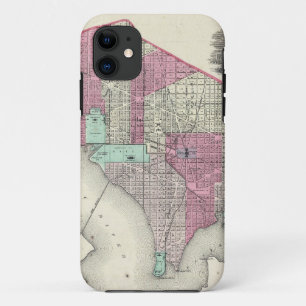 Capa Para iPhone 11 Mapa do vintage de C.C. de Washington (1866)