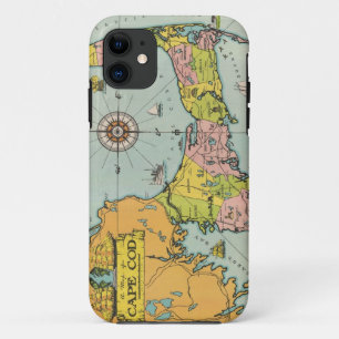 Capa Para iPhone 11 Mapa do vintage de Cape Cod