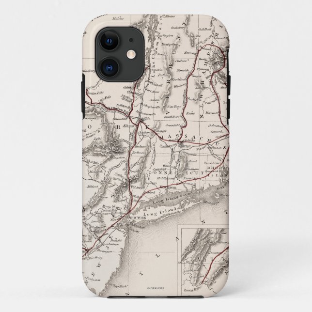 Capa Para iPhone 11 Mapa: EUA do nordeste (Verso)