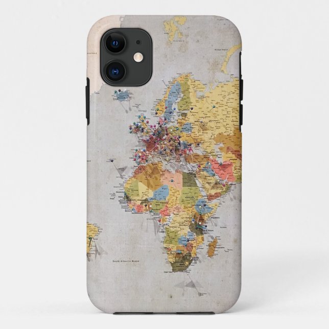 Capa Para iPhone 11 mapa mundial (Verso)